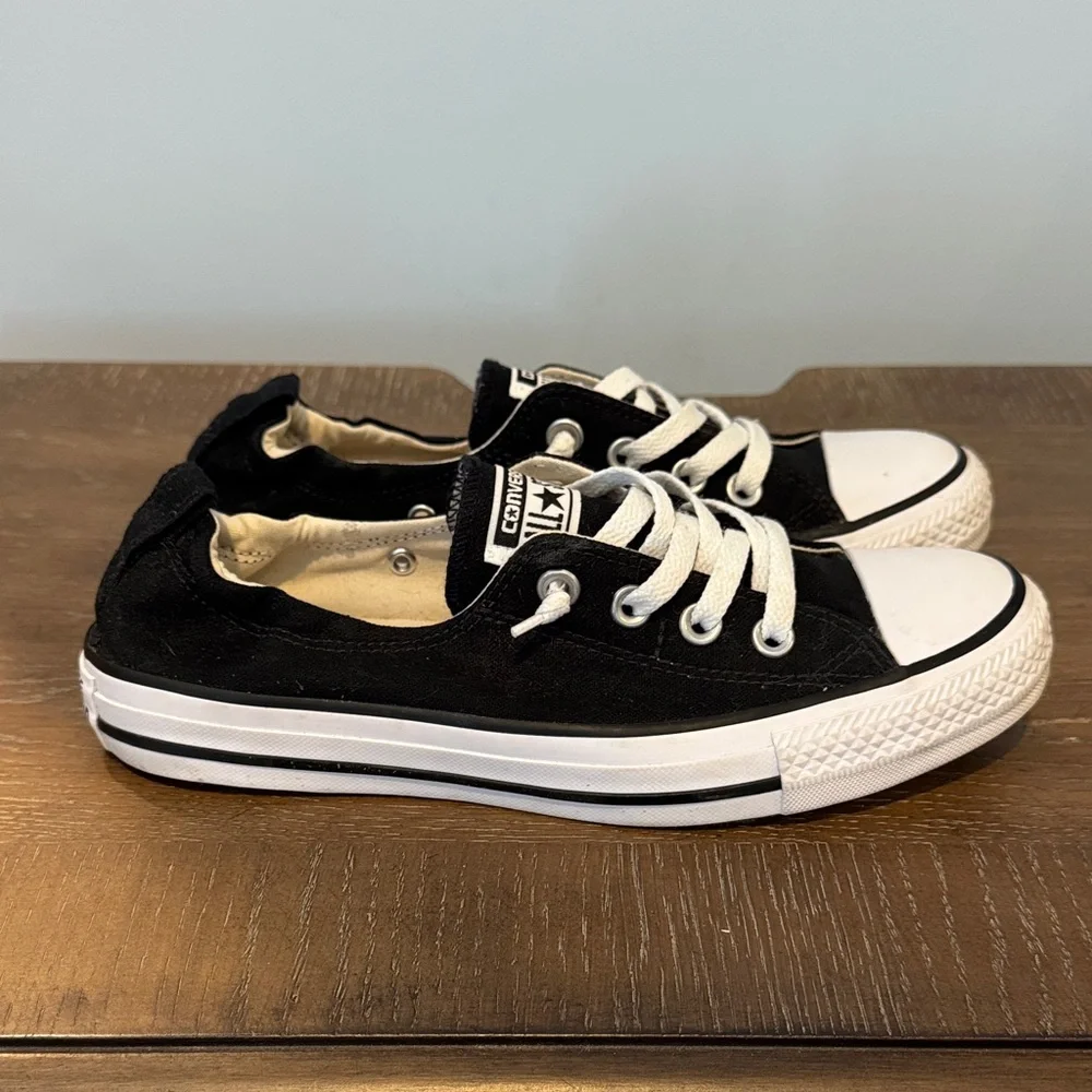 Converse Slip On  Sneakers - Black & White Sz 8 - Picture 2 of 5